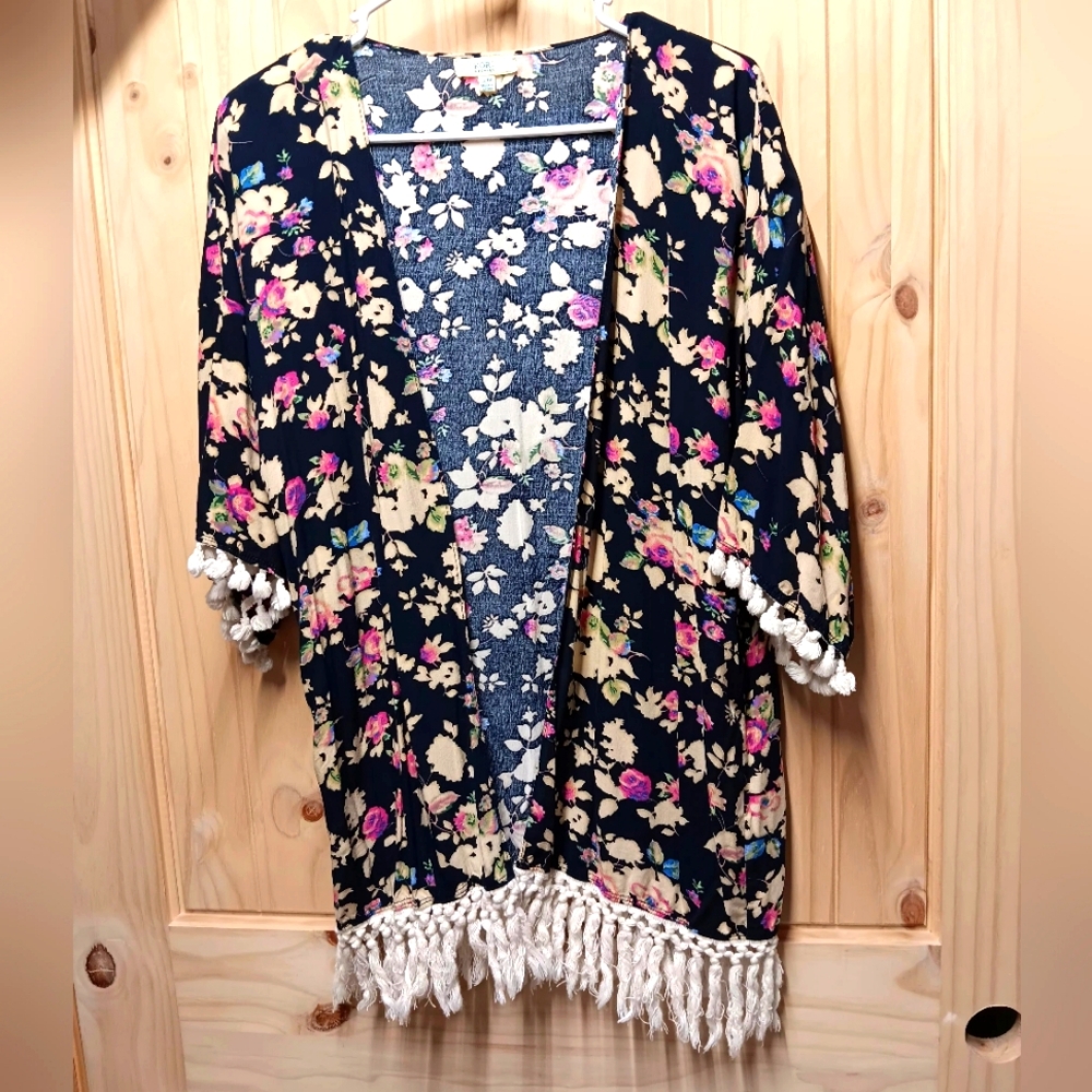 Kori America Boho Tasseled Kimono EUC